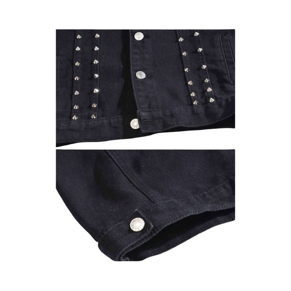 Industrial Goth Black Studded Denim Vest - Picture 5 of 8